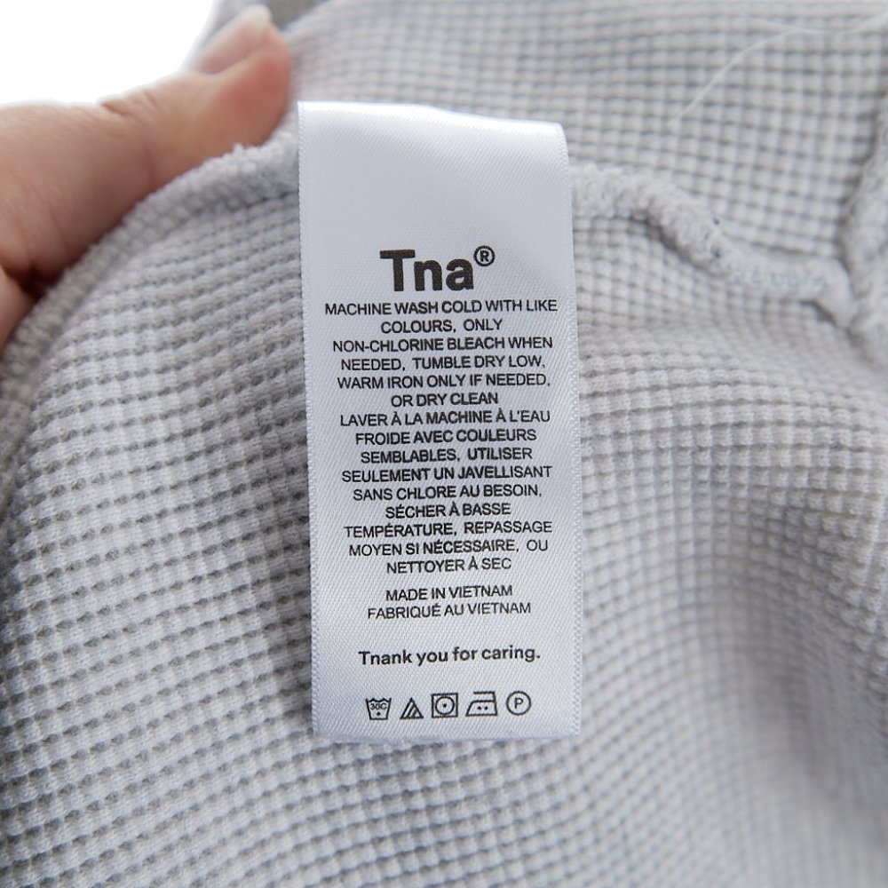TNA Aritzia Gray Cotton Waffleknit Sweater Women's Size Small - Picture 9 of 10